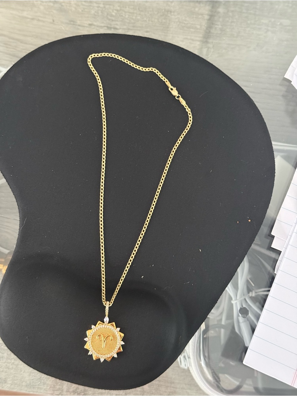 Celeste Starre Aries Zodiac Gold Plated Crystal Pendant Necklace